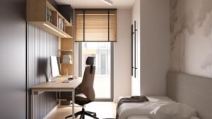 Oświetlenie w małym mieszkaniu – gabinet i home office z oświetleniem zadaniowym i pośrednim